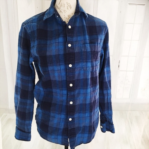 Merona Tops - Merona Women's Small Linen Plaid Blue Shirt